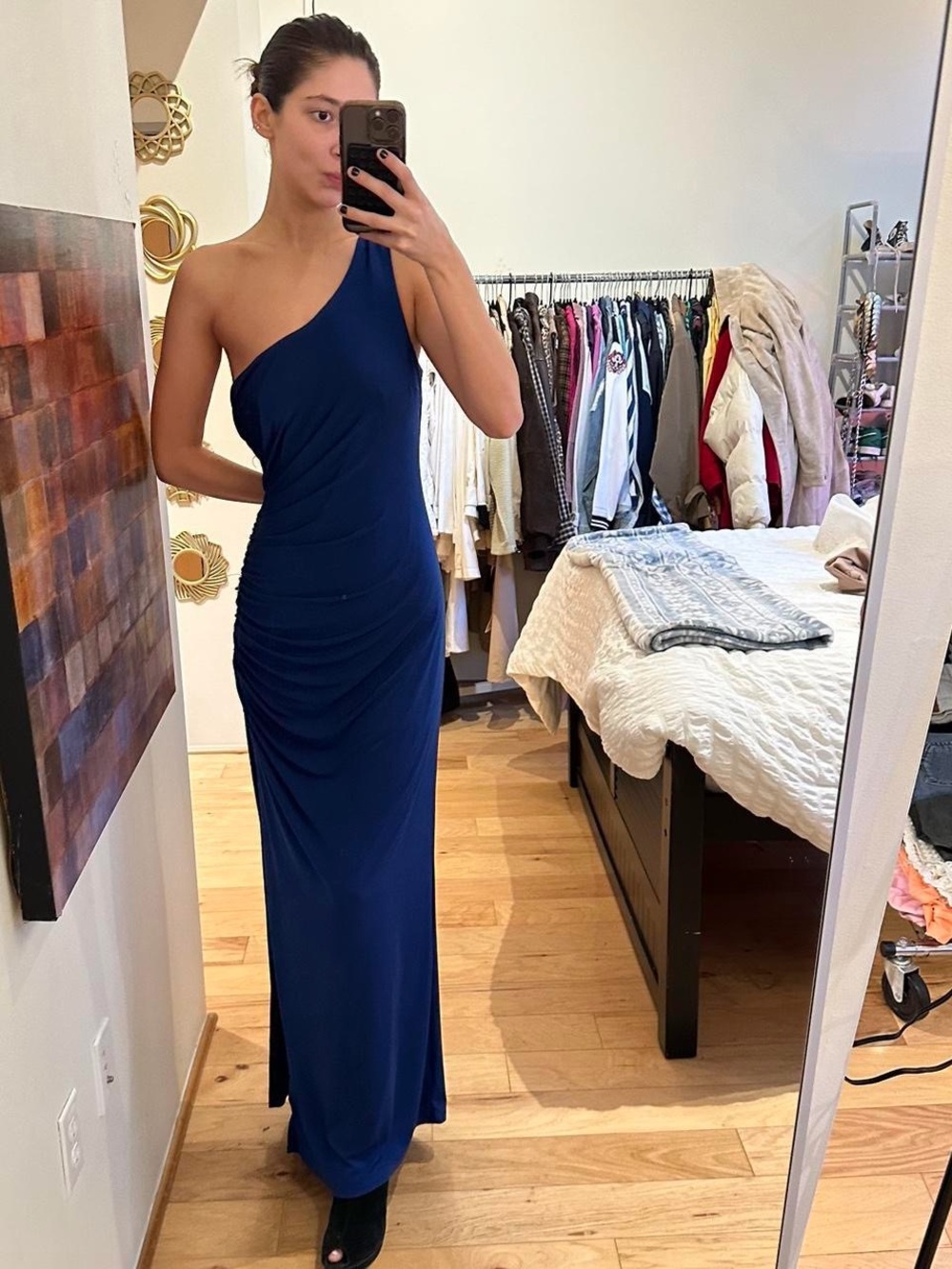 City Triangles One-Shoulder Navy Evening Gown